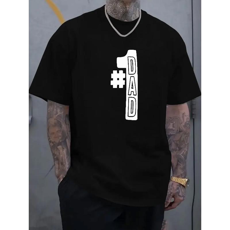 Taglie Europee T-shirt Casual Estiva da Uomo - Grafica "Miglior Papà di Sempre", Bianca con Stampa Nera, Manica Corta, Girocollo, Comoda e Traspirante