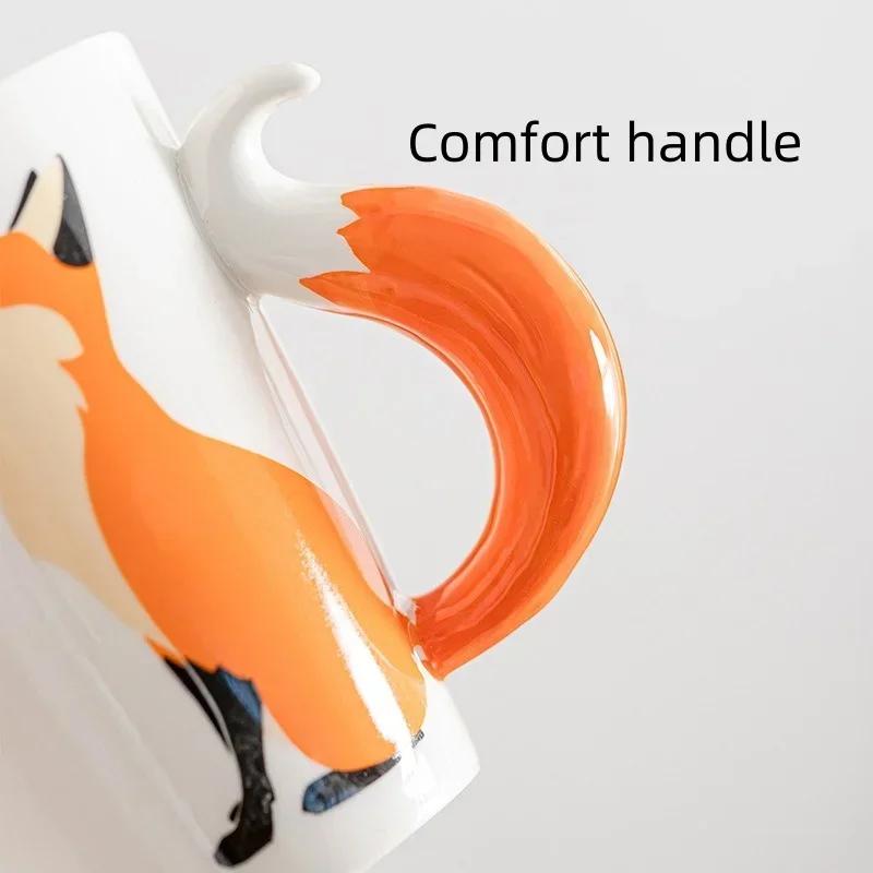 360ML Ceramic Cups Creative Fox Cartoon Coffee Mugs Anti-scalding Animal Pattern Office Home Cup Tea Milk Mug Children Gifts