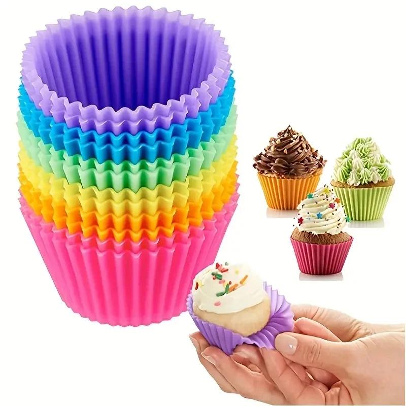 Silicone Cake Mold Round Muffin Cupcake Baking Molds Reusable DIY Cake Decorating Tools Wedding Birthday Party Decorations