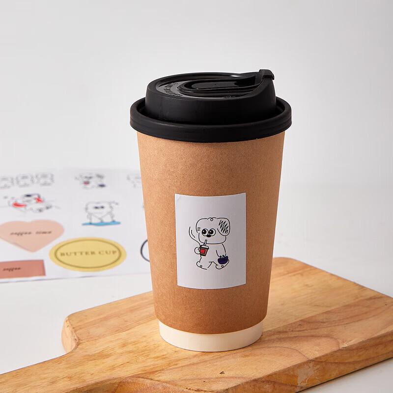 500ml Disposable Paper Coffee & Milk Tea Cups with Lids