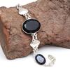 Black Silver Onyx Bracelet  Sterling Gemstone Cuff Handmade Vintage SILVER