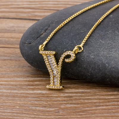 Nidin Light Luxury A-Z 26 Letters Necklace Zircon Pendant for Women Initials Name Necklace Fashion Party Wedding Jewelry Gift