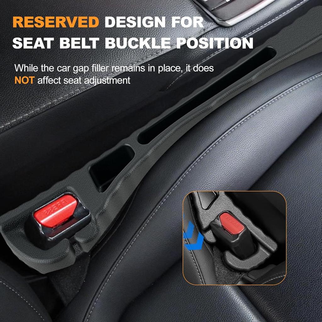 2PCS Car Seat Gap Filler, Seat Gap Filler For Cars SUV Trucks, Car Essentials, Effectively Prevent Things From Falling Off (Universal, Black)