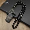 Thailändische Buddhistische Schriftzeichen Anhänger für Auto, Anhänger für Damen Herren Edelstahl Goldfarbe Religion Glaube Kristallkette Schmuck