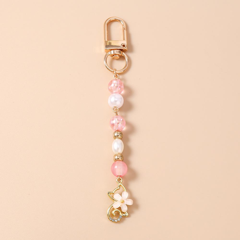 Faux Pearl Keychain  Gold Silver Tone Keychain Sunflower Heart Keychain Long-Lasting Heart Charm Bag Accessory