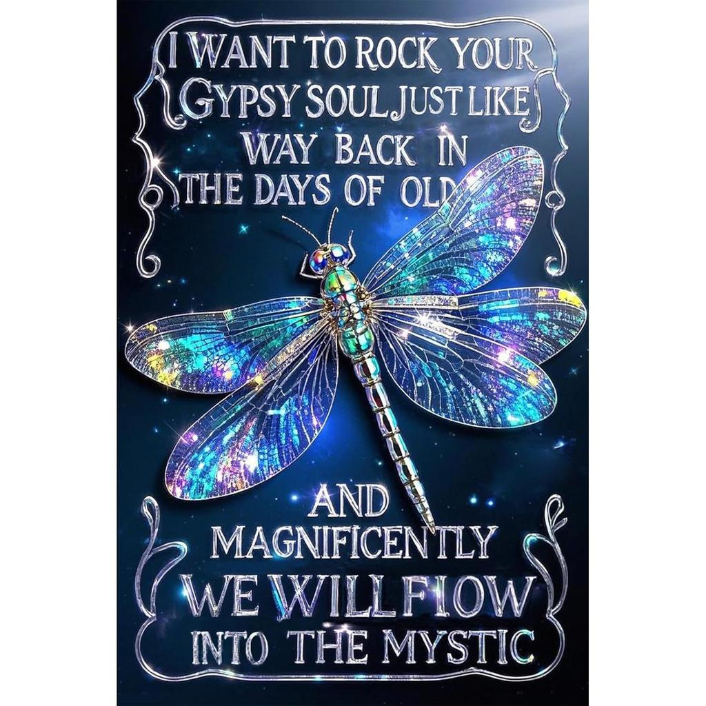 SeeyooLibellenstil3Blechschild Seeyoo Retro Blechschild Libellenstil 3 - Vintage Metallwandkunst, Langlebige Farbechte Haus-/Bar-Dekoration