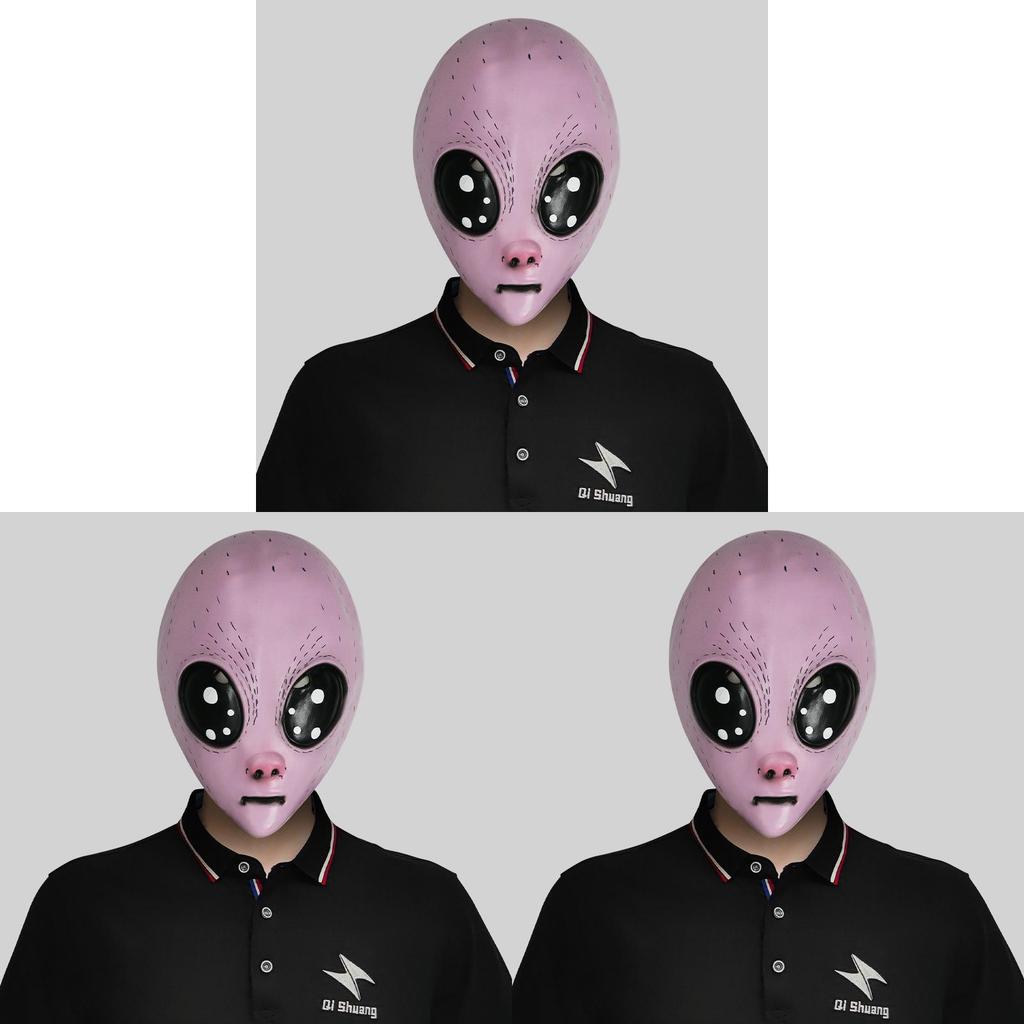 Gruselige Pinke Alien-Gesichtsmaske Mit Großen Augen Für Halloween-Partys Und Kostümveranstaltungen