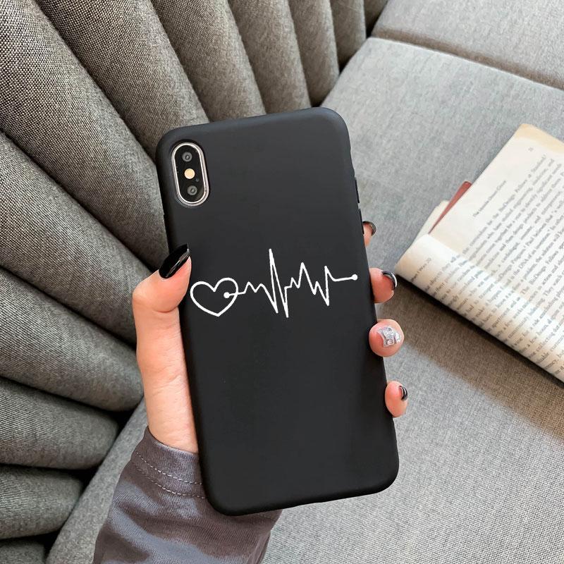 

Abstract Art Line Love Heart Pattern Phone Case for IPhone 15 Pro MAX 14 13 12 7 XS 11 XR X 8 Plus SE2 Black Silicone Soft Cover iPhone 11