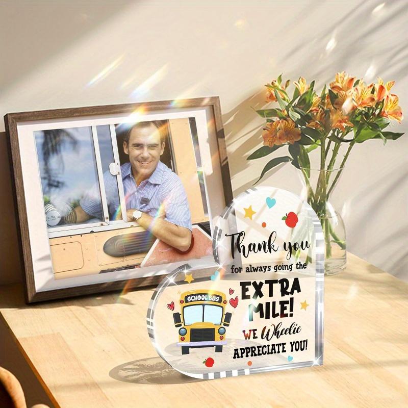 School Bus Driver Acrylic Heart Gift – Appreciation for Men/women. Christmas, Graduation, Birthday Gifts from Kids.