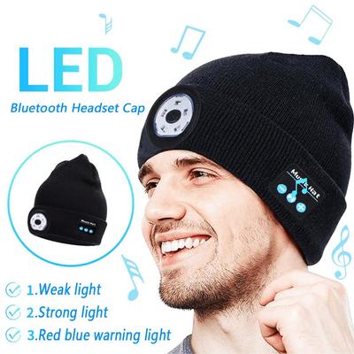 Drahtlose Kopfhörer Bluetooth Beanie Musical Cap LED-Licht USB wiederaufladbar Outdoor-Sport wärmer Hut Winter Freisprechanruf Musik gestrickt Baseball