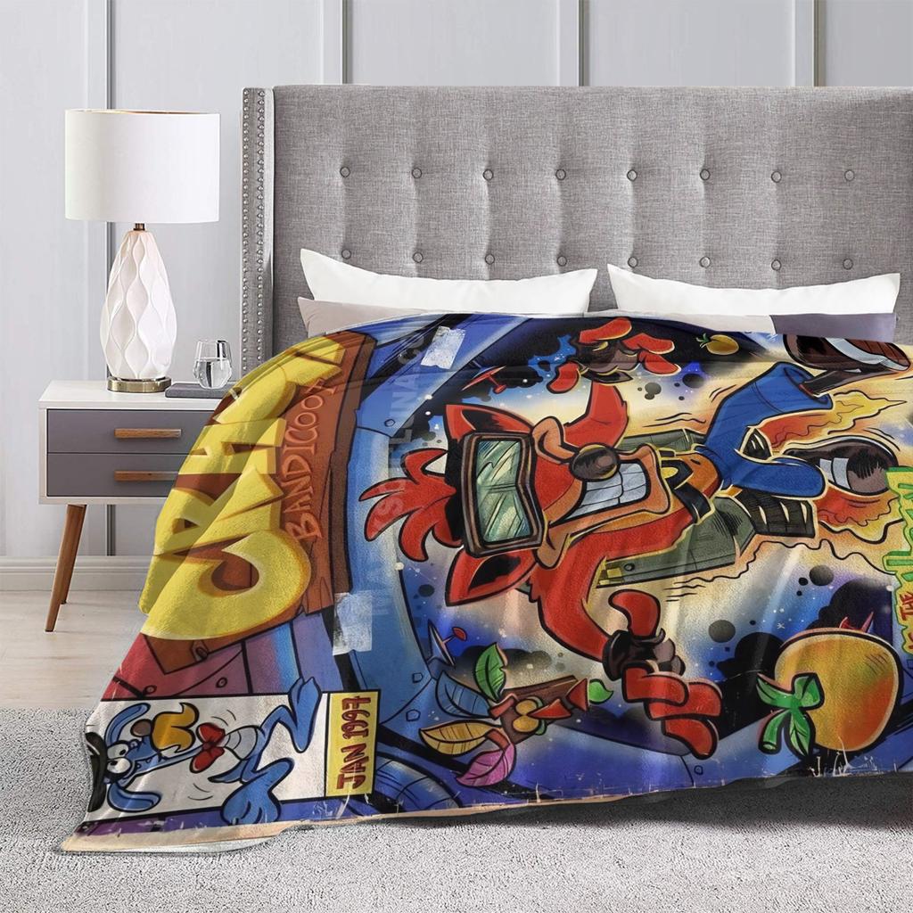 Crashs Bandicoots Flannel Blankets Warm Soft Throw Blanket for Home Decor Travel Graphic Bedspread Sofa Bed Cover