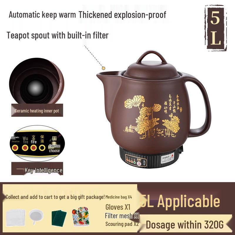 Automatischer elektrischer Abkochtopf für chinesische Medizin mit violettem Ton - Schmortopf für den Hausgebrauch.