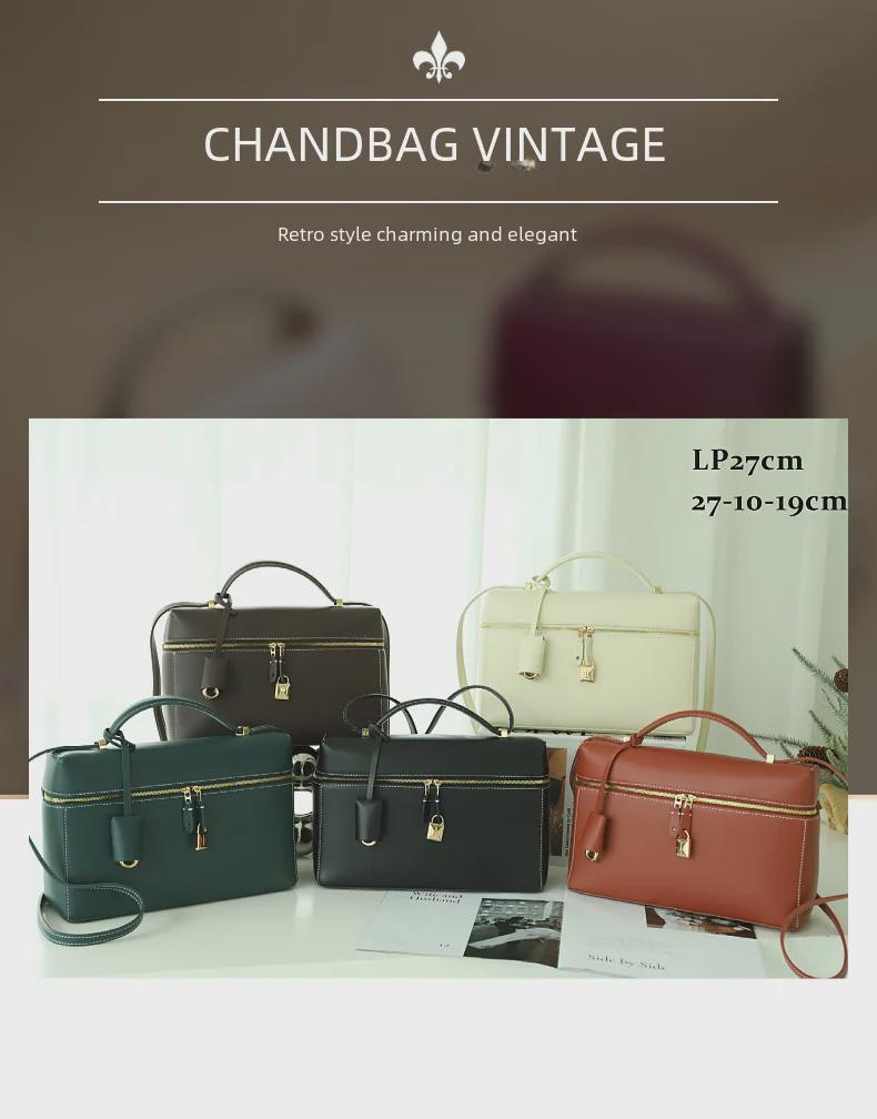 LP27 Women's Genuine Leather Lunch Box Crossbody Bag - 2025 New Vegetable-Tanned Gigi Handbag
