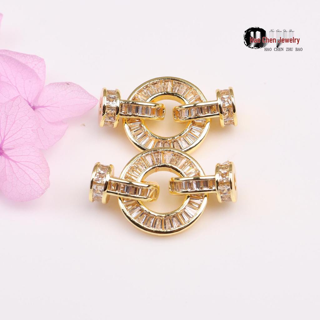 14k Gold-Filled T-Diamond Cubic Zirconia Pearl Buckle for DIY Jewelry & Sweater Chains