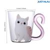 Milk Juice Cup Coffee Cup Cute Cat Transparent Glass Cup Suitable for Couples To Give Gifts with Handle Glass Cup Mug