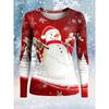 Women's Fashion Snowman Print Long Sleeve, Christmas Holiday Graphic Top, Crew Neck Casual Style, Spring Fall Winter Wear