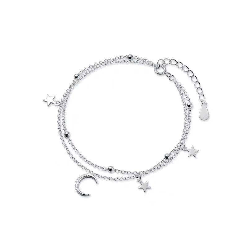 Female Light Luxury Niche Double-layer Star Moon Bracelet