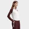 Fila Simple Color Blocked Raglan Fitted Comfortable Versatile Casual Long Sleeve T-Shirt Women Tops Terracotta Brown F11W439205FBN
