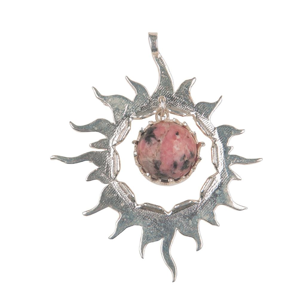 925 Solid Silver Multi Gemstone Sun Health Benefits Unisex Jewelry Pendant 1.76" CP-18