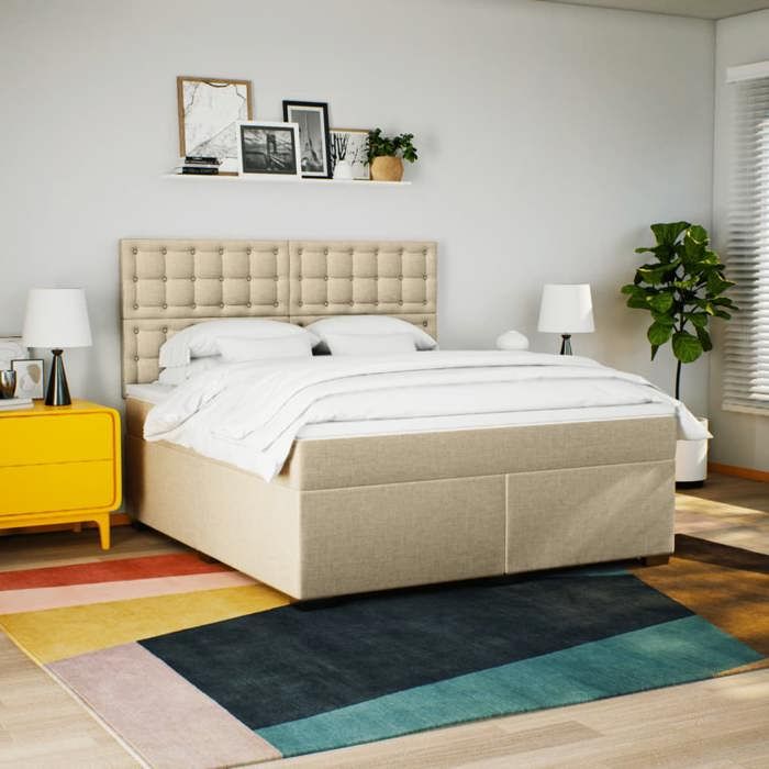Maison Exclusive - Sommier à lattes de lit avec matelas Crème 180x200 cm Tissu