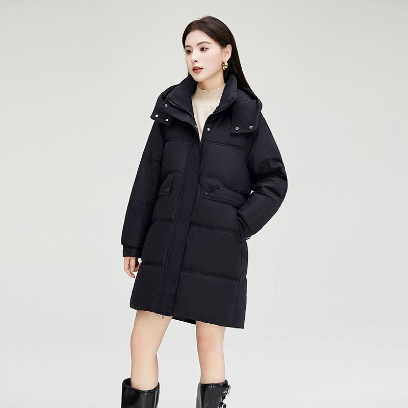 Cotton-padded Women's Medium and Long Hooded Versatile Fashion Middle-aged and Young People's Tops Thickened Warm Jackets Down Cotton-padded Clothes