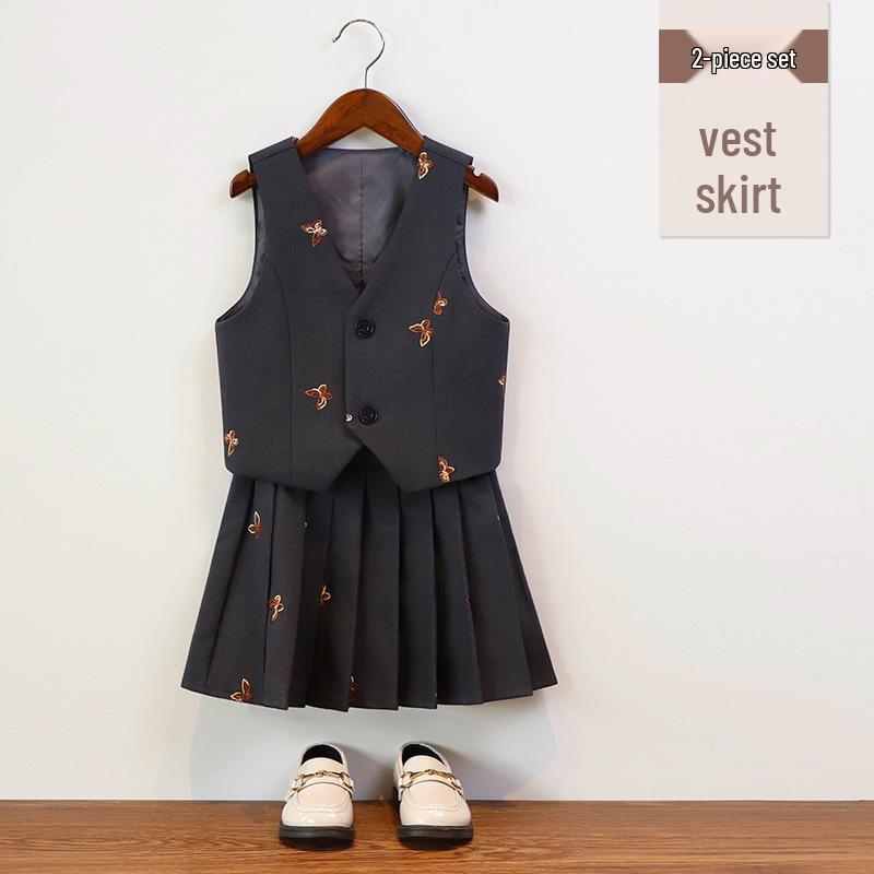 Children's Autumn/Winter Academy Style Suit Set for Boys and Girls - Formal Wear Skirt and Suit for Performances