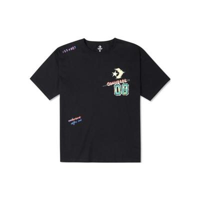 Converse Drop Shoulder Sleeve T-Shirt Unisex Black 10024879-A02