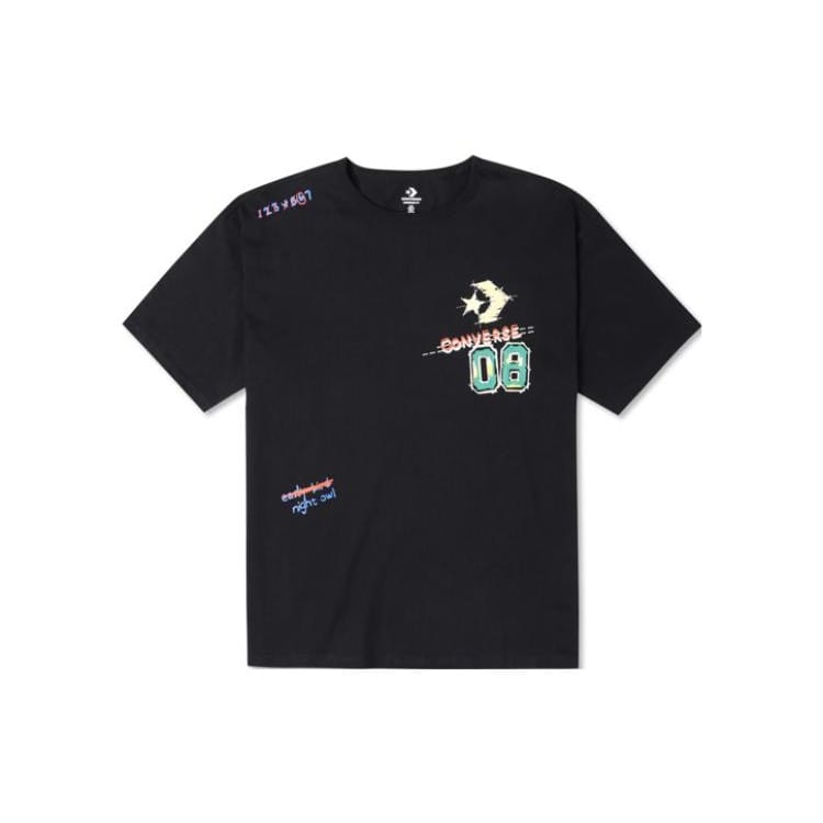Converse Drop Shoulder Sleeve T-Shirt Unisex Black 10024879-A02