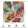 Animal Print Shower Curtain Tropical Leaves Design Vivid Colors For Bathroom Decor