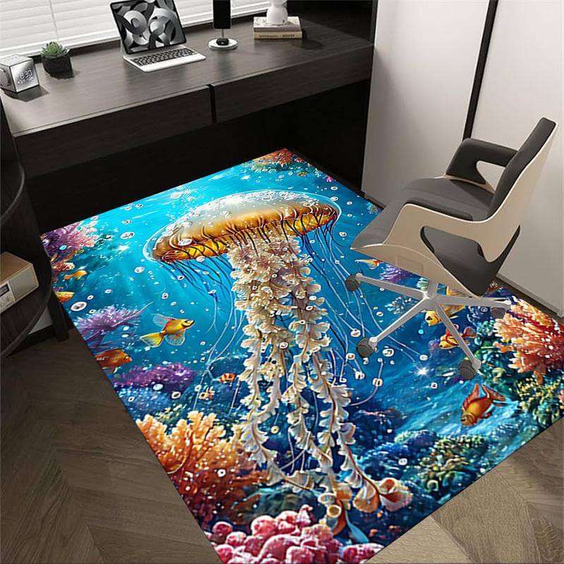 1PC Jellyfish Coral Extra Large Non-Slip Floor carpet, Office, family, bedroom, Studio - Large Area Rug,Longlasting Material-K0413