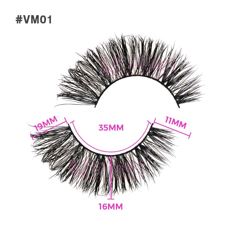 3 Pairs High Quality Strip Lashes Handmade Natural for Fluffy Mink Lashes Custom Logo Box Packaging