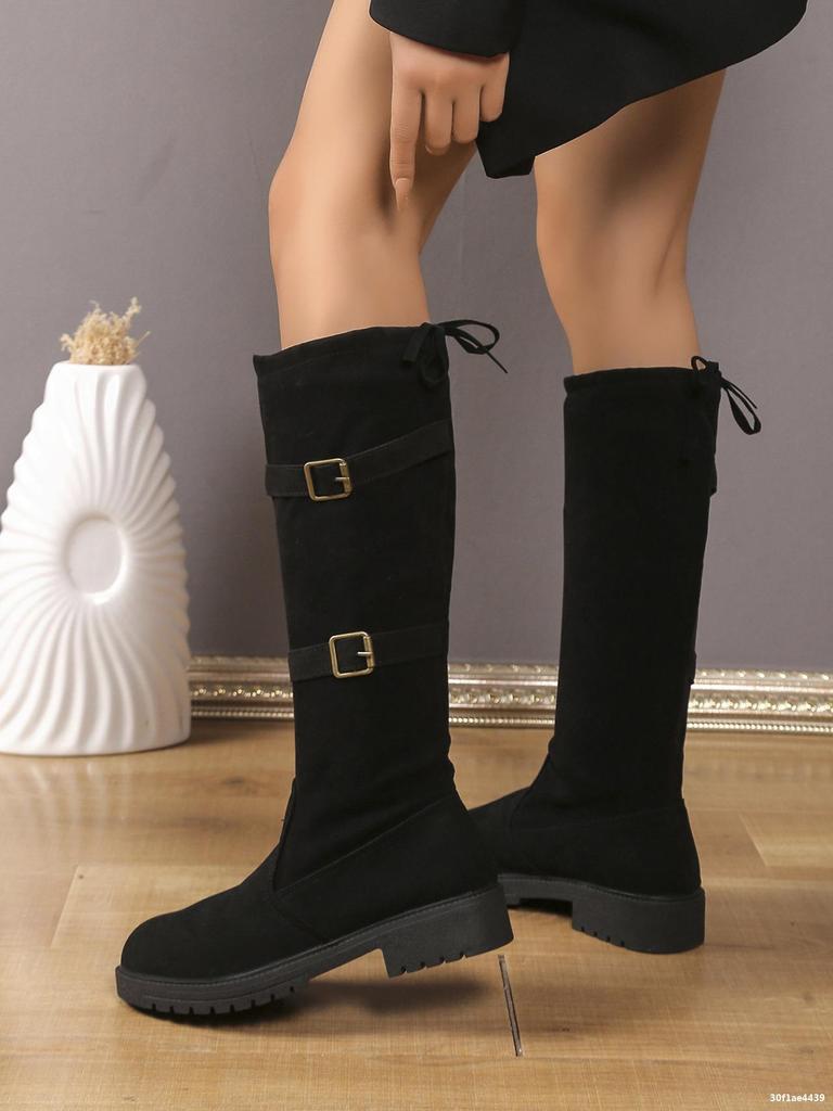 Women's New Autumn and Winter Plus Size Buckle Comfortable Women's Sleeve Suede Boots Casual and Comfortable Women's Boots