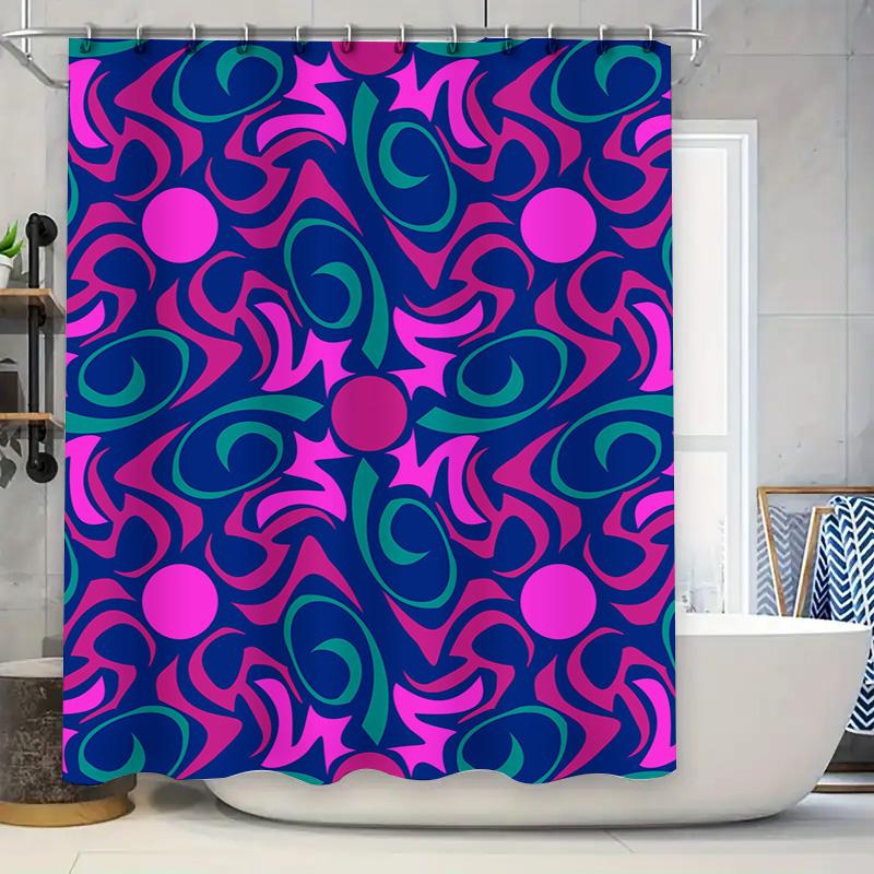 

Modern Bathroom Decor Shower Curtain Waterproof Fabric Floral Pattern Blue Pink Green For Bathtub Home Decoration W60H190(CM)-1 Pcs