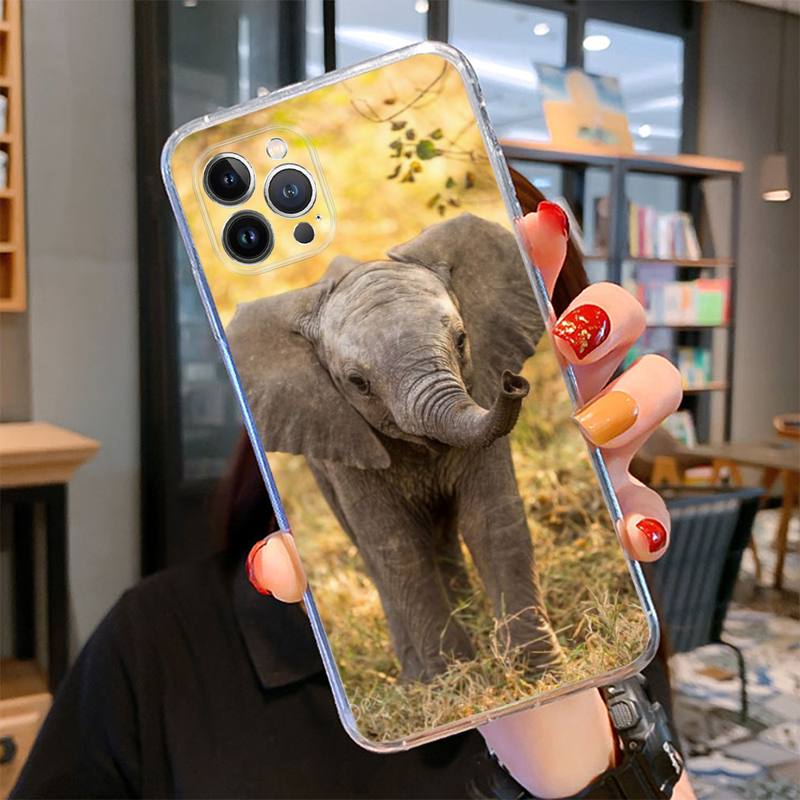 Tier Elefant Handyhülle für iPhone 14 13 12 11 Pro Max XS X XR SE 2020 6 7 8 Plus Mini Transparente Hülle