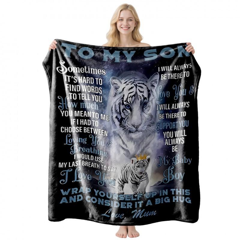 Soft Fleece Blanket With Customizable Gift Text Print Sofa Nap Or Air Conditioning Use