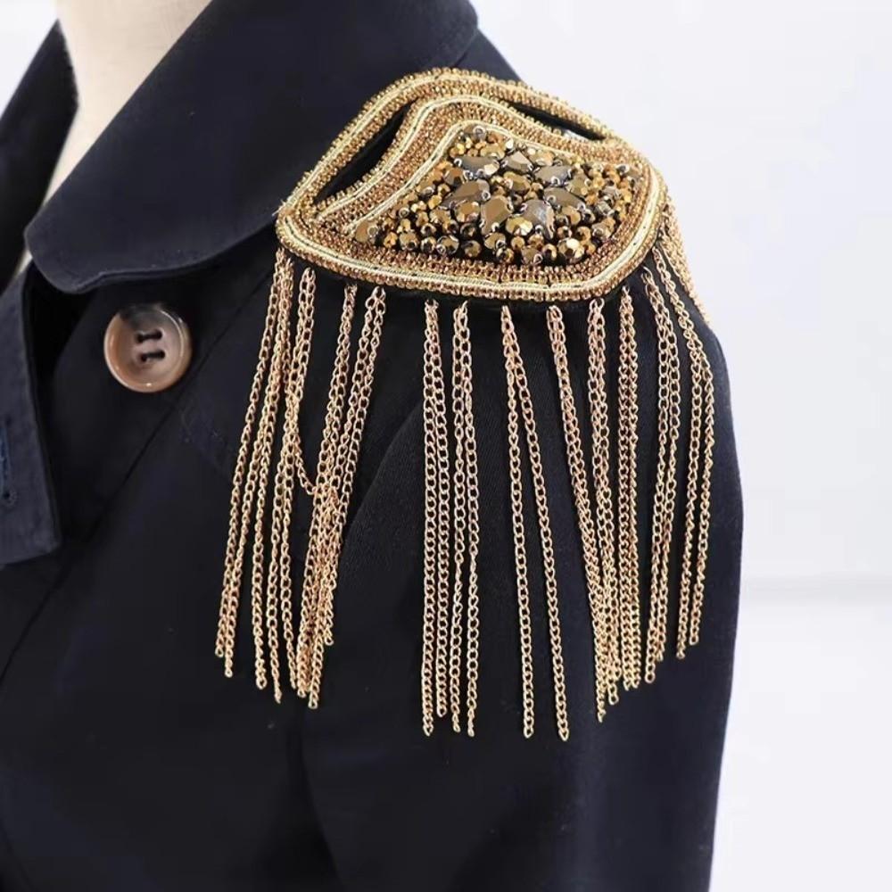 1PC Beaded Decoration Tassel Epaulette Sparkling Shoulder Brooch Pin  Clothing Decoration