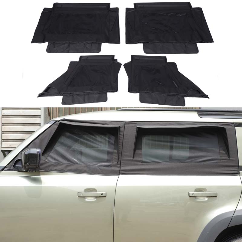 Car Front And Rear Doors Windows Mesh Covers Camping Insect Proof And Sunshade Mesh Covers For Land Rover Defender 110 2020-2026