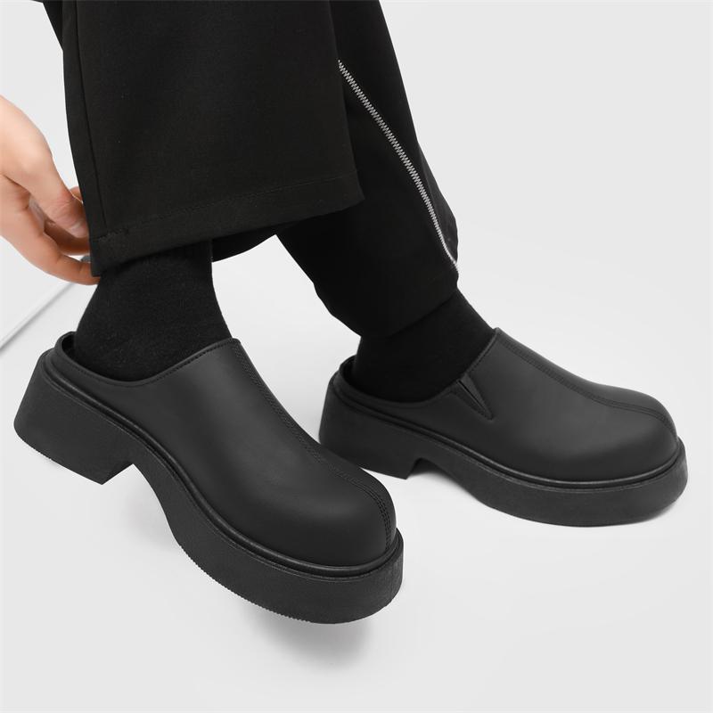 2024 Neue Leder Pantoletten Schuhe Herren Halbschuhe Für Herren Luxusmarke Hausschuhe Herren Slipper Freizeitschuhe Atmungsaktives Herrenschuhwerk