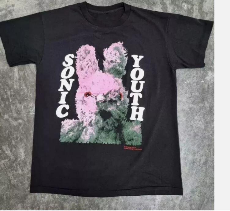 Vintage Sonic Youth Bunny T-Shirt Reprint Black Unisex T-Shirt XXL