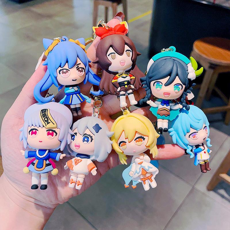 Portachiavi in ​​silicone con simpatico personaggio di Genshin Impact, adorabile statuetta in PVC per borse e telefoni.