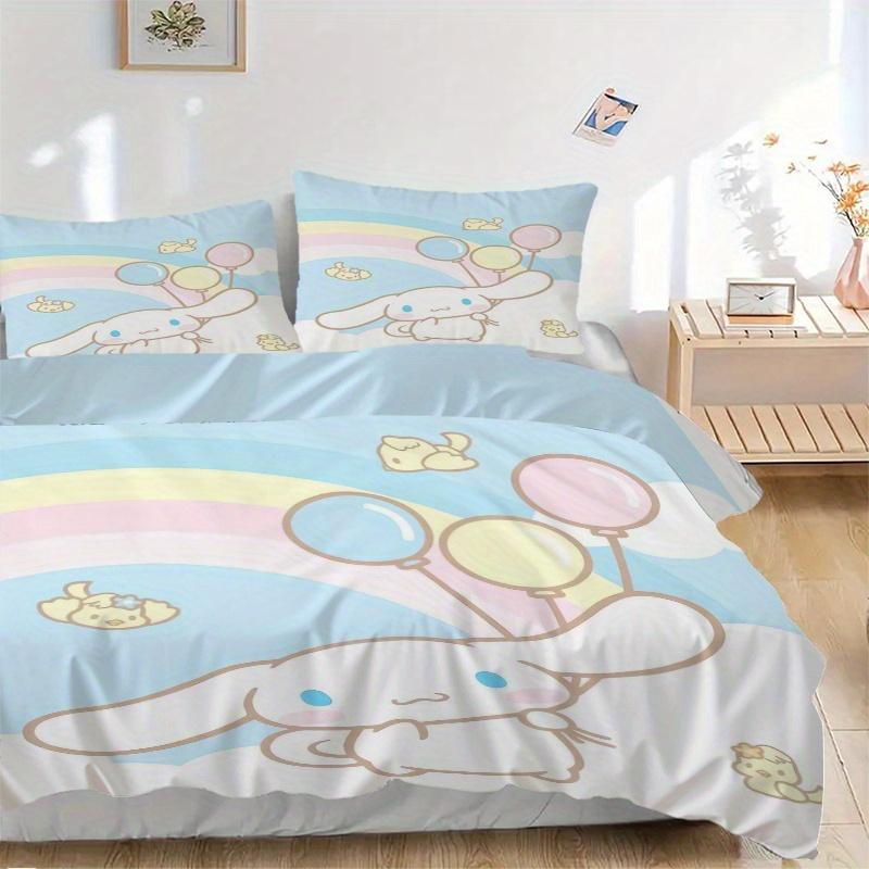 

3pcs Rainbow Cinnamoroll Printed Quilt Set - Soft and Comfortable Quilt Cover for Bedroom, Guest Room and Dormitory Decorative Bedding Set 1 135x200cm