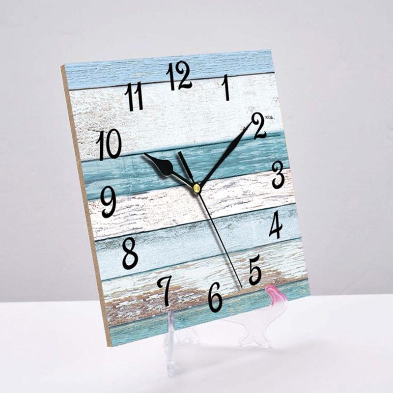 Silent Wooden Decorative Square Wall Clock Battery Operated Wall Clocks Rustic Style Home Decoration Square Wall Clock