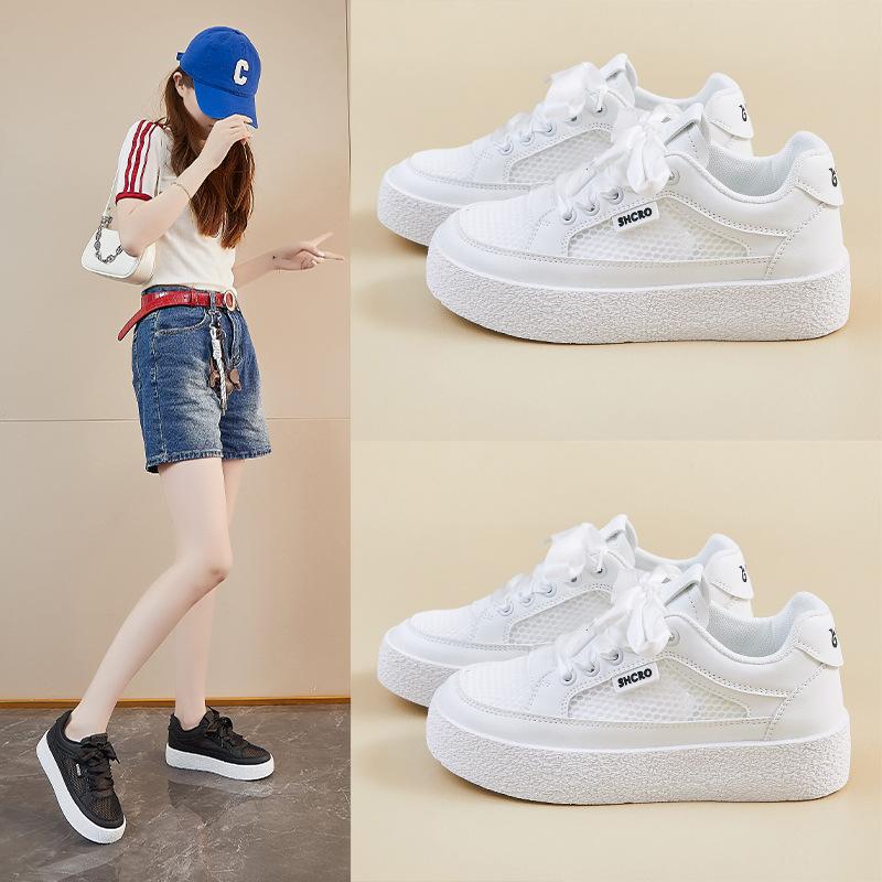 Fashion 2025 Summer New Breathable Mesh Women Shoes Korean Version Thick-Soled Heightening Casual Shoes Fashion Versatile Sneakers Women