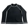Laqua School Rash Guard, No Zipper, Pull-Over Style, for Girls and Boys, Solid Color, GN-5505, 140cm, Black, White Stitching