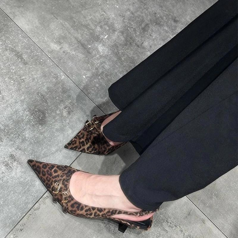 Fashion Brown High Heels Ladies Pointed Toe Slingback Shoes Women Comfort Low Heel Shoes Summer Office Pumps Zapatos Mujer Dress Shoes