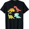 Cute Cartoon Dinosaurs Funny 4 Dino Kawaii Illustration T-Shirt