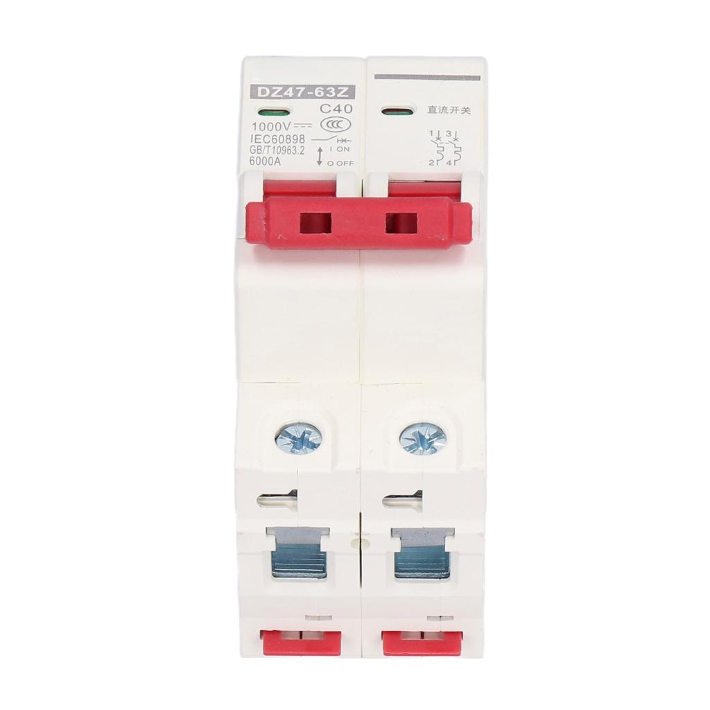 DC Miniature Circuit Breaker 2P Solar PV System Isolator DIN Rail Mount 1000V 40A DZ47‑63Z C40