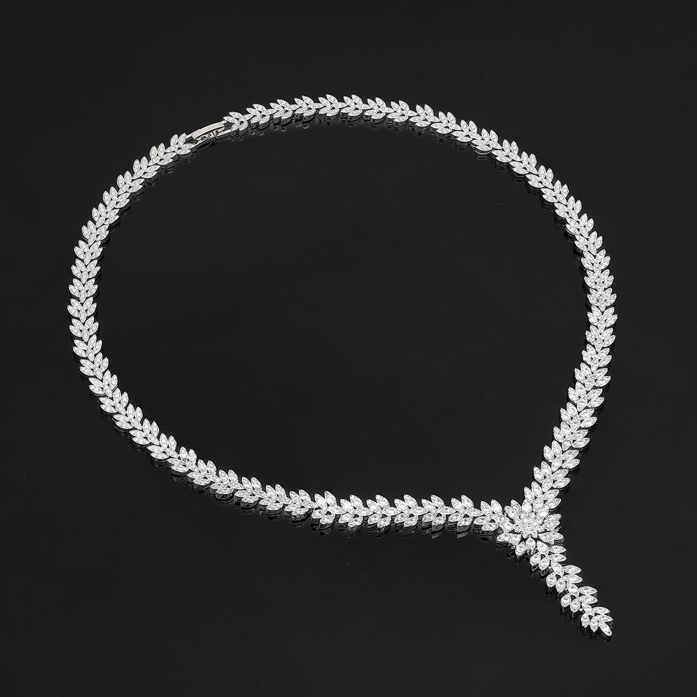 Trendy 4PCS Micro White Zircon CZ Jewelry Set For Women Wedding Bridal Party Jewelry Set Necklace Earring