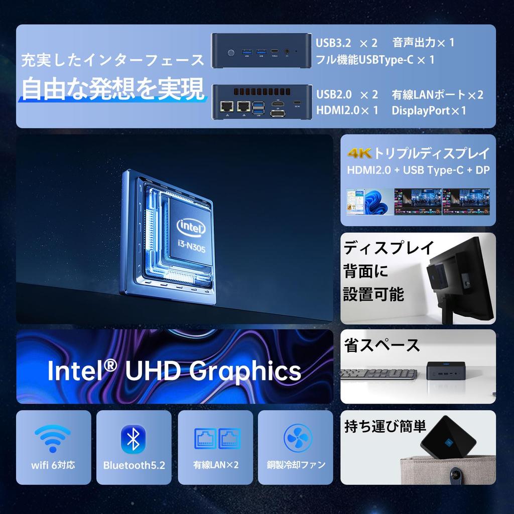 Skynew M9S Mini Intel Core i3 512GB Windows 11 Desktop VESA 4K Portable PC, [16GB DDR5, SSD, Wi-Fi 6, Pro], Compact, Space-Saving Computer,