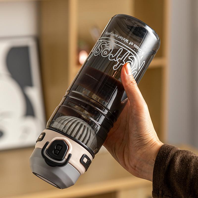 Water bottle trendy sports large-capacity direct drinking water cup boys and girls creative with tea compartment portable sports bouncing cup
